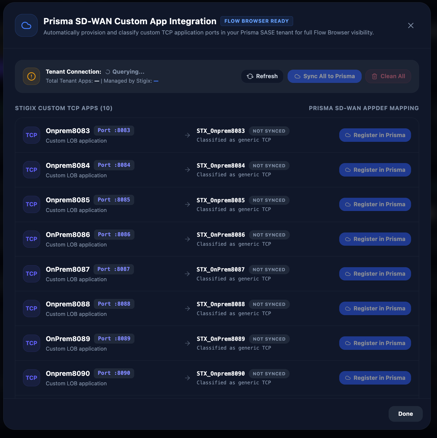 Prisma SD-WAN AppDef Sync