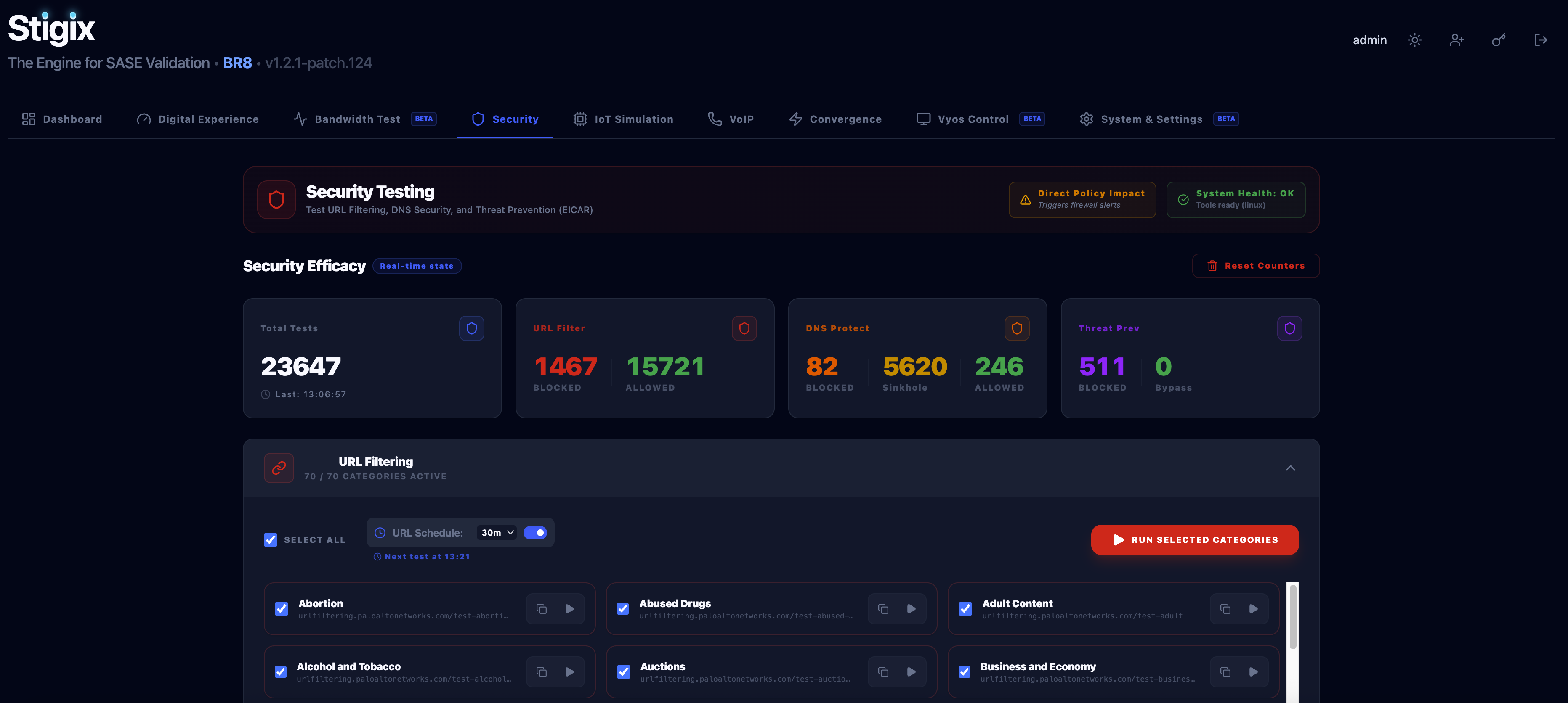 Stigix security testing tab